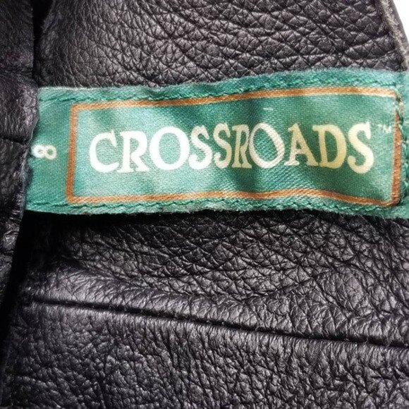 Crossroads Womens Boots Black Leather Block Heels Pull On Pointed Toe Flat 8 W - Picture 10 of 11